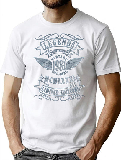 Vintage 1981 40Th Birthday Born In 1981 T-Shirt for Men & Women, T-Shirts Graphic Tee - Black