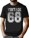 Vintage 68 2068 1968 T-Shirt Birthday Gift Age Year Old Boy Girl Cute Funny Man Woman Jersey Style T-Shirt for Men & Women, T-Shirts Graphic Tee - Black