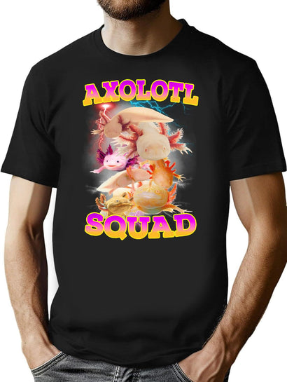 Vintage 90S Retro Bootleg Tribute Axolotl Squad Bootleg Graphic T-Shirt - Black