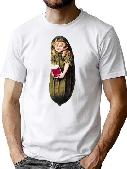 Vintage Ad Pickle Girl T-Shirt for Men & Women, T-Shirts Graphic Tee - Black