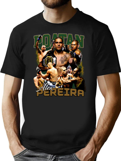 Vintage Alex Pereira Retro 90S Boxer Bootleg Graphic Style Bootleg Graphic T-Shirt - Black