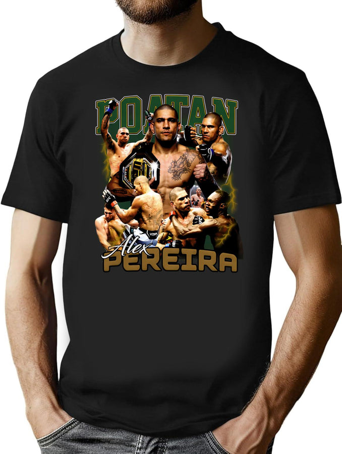 Vintage Alex Pereira Retro 90S Boxer Bootleg Graphic Style Bootleg Graphic T-Shirt - Black