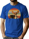 Vintage Basset Hound Retro Basset Hound Dog Basset Mom Basset Dad Sunset T-Shirt for Men & Women, T-Shirts Graphic Tee - Blue