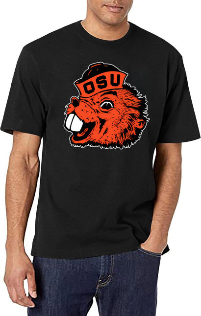 Vintage Beaver Mascot Logo T-Shirt for Men & Women, T-Shirts Graphic Tee - Black