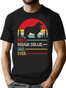 Vintage Best Rough Collie Dad Ever T-Shirt for Men & Women, T-Shirts Graphic Tee - Black