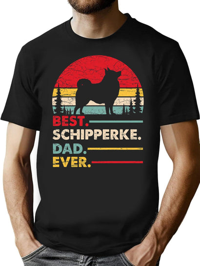 Vintage Best Schipperke Dad Ever T-Shirt for Men & Women, T-Shirts Graphic Tee - Black