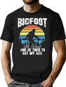 Vintage Bigfoot Is Real And He Tried To Eat My Ass T-Shirt for Men & Women, T-Shirts Graphic Tee - Black