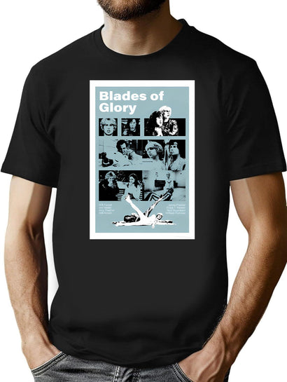 Vintage Blades Of Glory Poster T-Shirt for Men & Women, T-Shirts Graphic Tee - Black