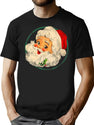 Vintage Christmas Santa Claus Face Old Fashioned T-Shirt for Men & Women, T-Shirts Graphic Tee - Black