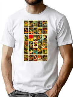 Vintage Classic Horror Monster Movie Posters T-Shirt for Men & Women, T-Shirts Graphic Tee - Black