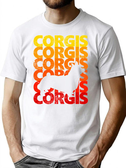 Vintage Corgis T-Shirt for Men & Women, T-Shirts Graphic Tee - Black