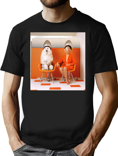 Vintage Dog Cute Photo Dogs Retro Pet Barber Retro Grooming Poodle T-Shirt for Men & Women, T-Shirts Graphic Tee - Black