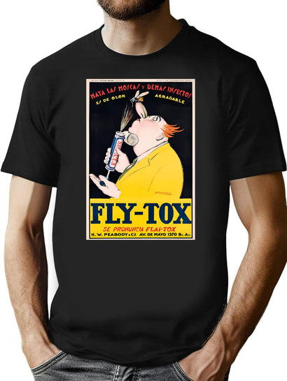 Vintage Fly Spray Insecticide Poster T-Shirt for Men & Women, T-Shirts Graphic Tee - Black