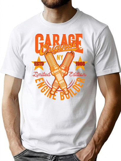 Vintage Garage Engine Builder Graphic Design T-Shirt for Men & Women, T-Shirts Graphic Tee - Black