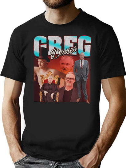 Vintage Greg Davies Bootleg Style T-Shirt for Men & Women, T-Shirts Graphic Tee - Black