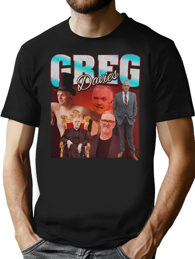 Vintage Greg Davies Bootleg Style Bootleg Graphic T-Shirt - Black