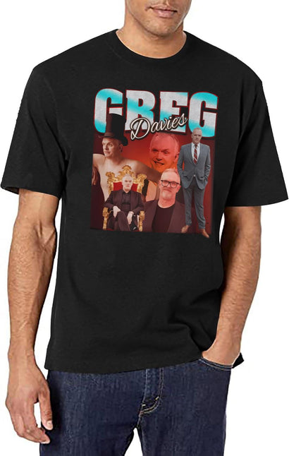 Vintage Greg Davies Bootleg Style T-Shirt for Men & Women, T-Shirts Graphic Tee - Black