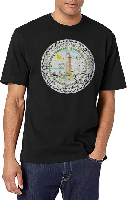 Vintage Grunge Flag Of Virginia Beach T-Shirt for Men & Women, T-Shirts Graphic Tee - Black
