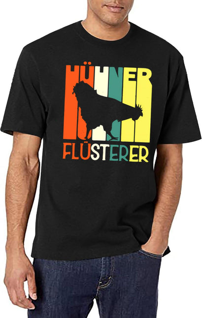 Vintage Huhner Flusterer Funny T-Shirt for Men & Women, T-Shirts Graphic Tee - Black