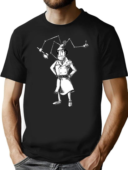 Vintage Inspector Gadget Christmas T-Shirt for Men & Women, T-Shirts Graphic Tee - Black