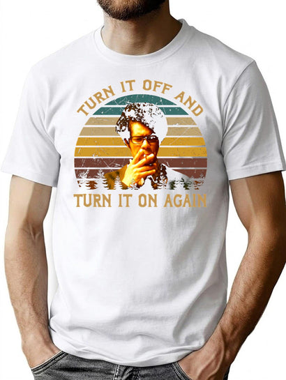 Vintage It Arts Crowd Sitcom - Turn It Off And Turn It On Again T-Shirt for Men & Women, T-Shirts Graphic Tee - Black