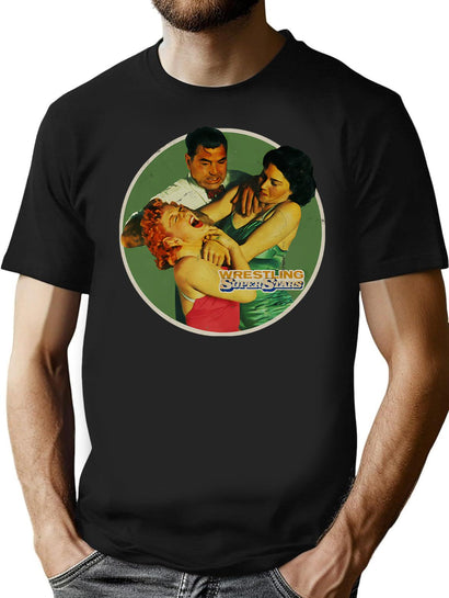 Vintage Ladies Wrestling T-Shirt for Men & Women, T-Shirts Graphic Tee - Black