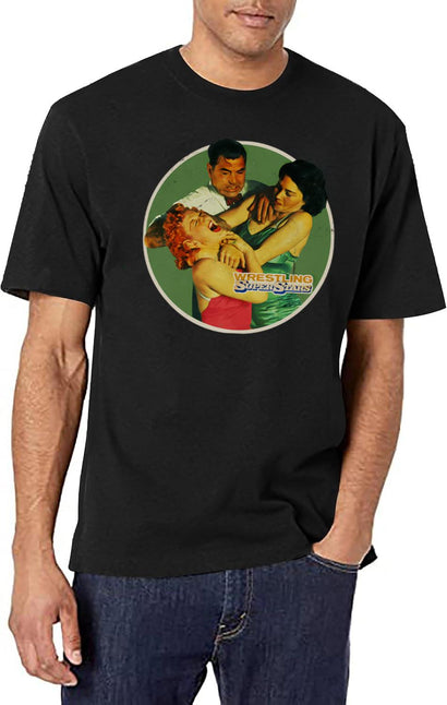 Vintage Ladies Wrestling T-Shirt for Men & Women, T-Shirts Graphic Tee - Black