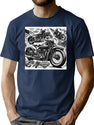 Vintage Motorcycles T-Shirt for Men & Women, T-Shirts Graphic Tee - Navy