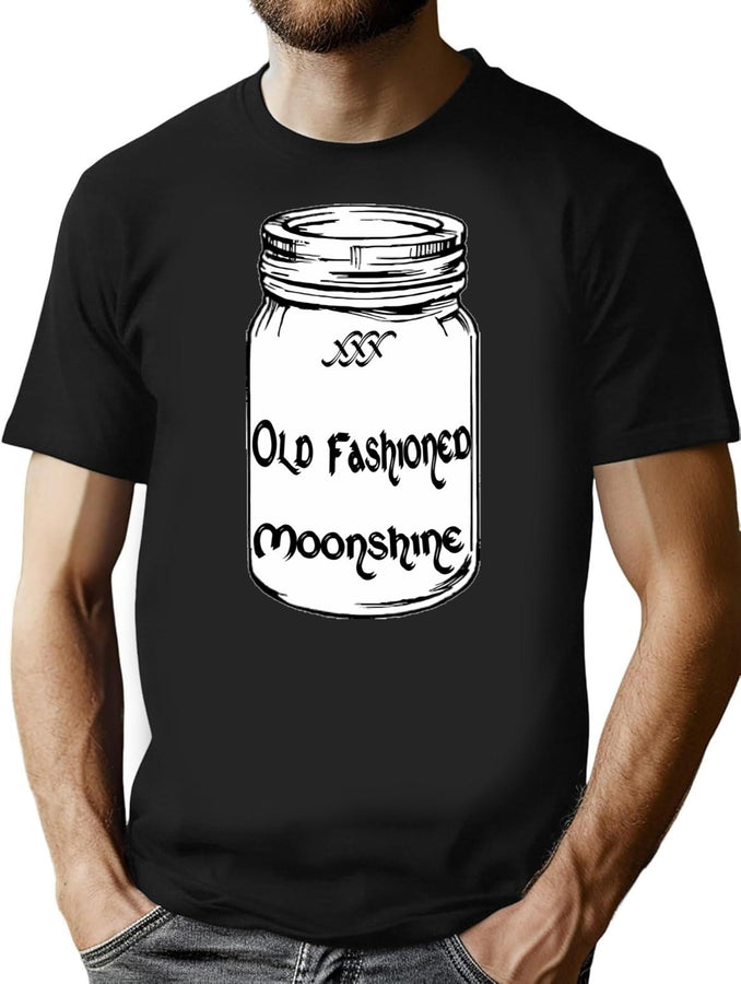 Vintage Old Fashioned Moonshine Bootleg Graphic T-Shirt - Black