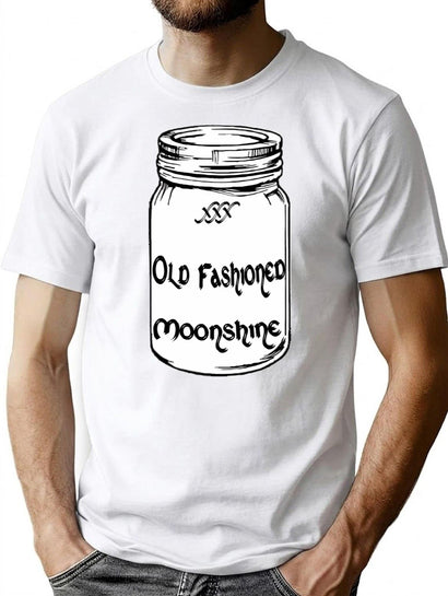 Vintage Old Fashioned Moonshine Bootleg Graphic T-Shirt - Black