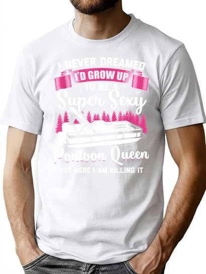 Vintage Pontoon Captain Women Funny Gift Boat Owner T-Shirt for Men & Women, T-Shirts Graphic Tee - Black