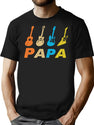 Vintage Retro Bass Guitar Papa Shirt Funny Dad T-Shirt for Men & Women, T-Shirts Graphic Tee - Black