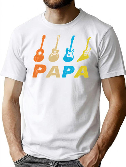 Vintage Retro Bass Guitar Papa Shirt Funny Dad T-Shirt for Men & Women, T-Shirts Graphic Tee - Black