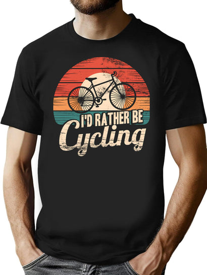 Vintage Retro Bicycle Funny Cyclist - I'D Rather Be Cycling T-Shirt for Men & Women, T-Shirts Graphic Tee - Black