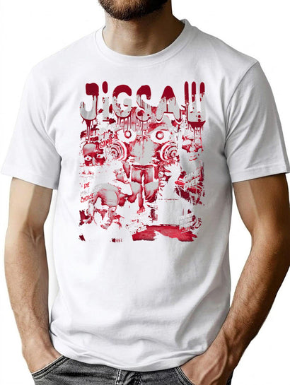 Vintage Retro Jigsaw Saw Movie T-Shirt for Men & Women, T-Shirts Graphic Tee - Black