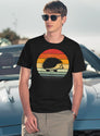 Vintage Retro Sunset Hedgehog Funny Birthday Animal Lover T-Shirt for Men & Women, T-Shirts Graphic Tee - Navy