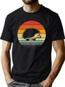 Vintage Retro Sunset Hedgehog Funny Birthday Animal Lover T-Shirt for Men & Women, T-Shirts Graphic Tee - Green