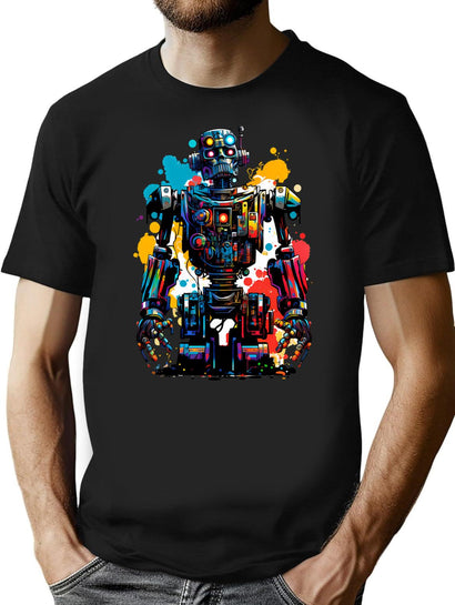 Vintage Robot T-Shirt for Men & Women, T-Shirts Graphic Tee - Black