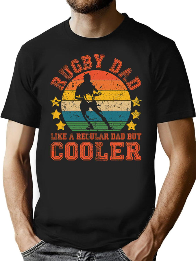 Vintage Rugby Dad Funny Rugby Player Father'S Day Gift T-Shirt for Men & Women, T-Shirts Graphic Tee - Black