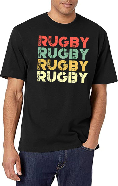 Vintage Rugby - Retro Rugby T-Shirt for Men & Women, T-Shirts Graphic Tee - Black