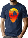 Vintage Sailing Sail Boat Sunset Retro Sailboat T-Shirt for Men & Women, T-Shirts Graphic Tee - Navy