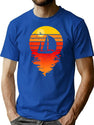 Vintage Sailing Sail Boat Sunset Retro Sailboat T-Shirt for Men & Women, T-Shirts Graphic Tee - Blue