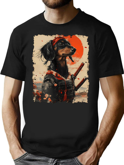 Vintage Samurai Dachshund T-Shirt T-Shirt for Men & Women, T-Shirts Graphic Tee - Black