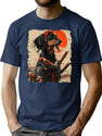 Vintage Samurai Dachshund T-Shirt T-Shirt for Men & Women, T-Shirts Graphic Tee - Navy