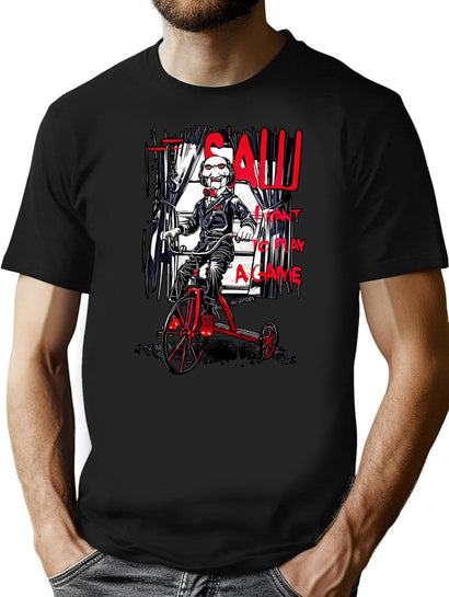 Vintage Saw Jigsaw Horror Movie T-Shirt for Men & Women, T-Shirts Graphic Tee - Black