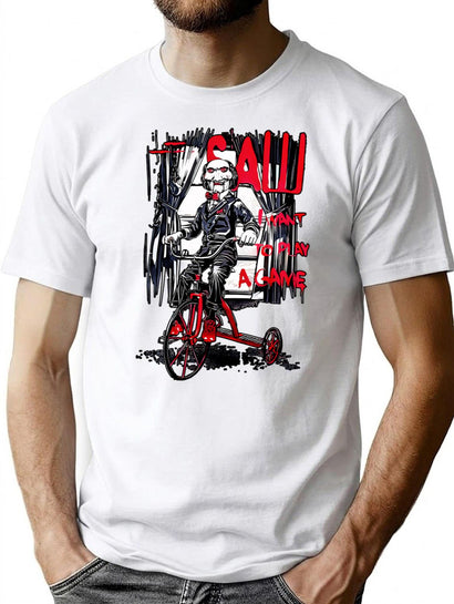 Vintage Saw Jigsaw Horror Movie T-Shirt for Men & Women, T-Shirts Graphic Tee - Black
