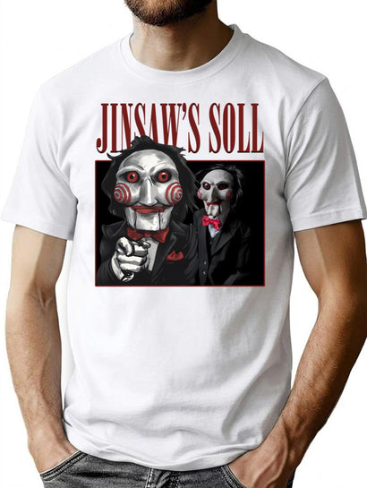 Vintage Saw Jigsaw Horror Retro T-Shirt for Men & Women, T-Shirts Graphic Tee - Black