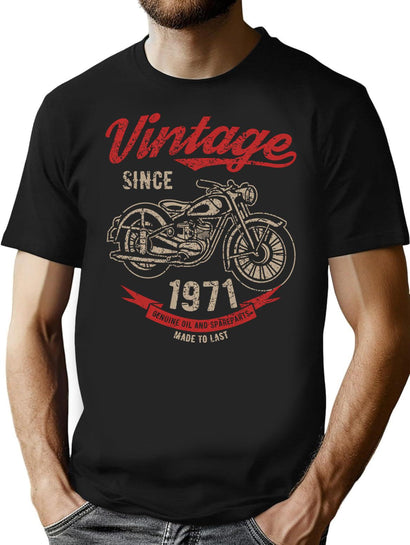 Vintage Since 1971 - Birthday Gift T-Shirt for Men & Women, T-Shirts Graphic Tee - Black