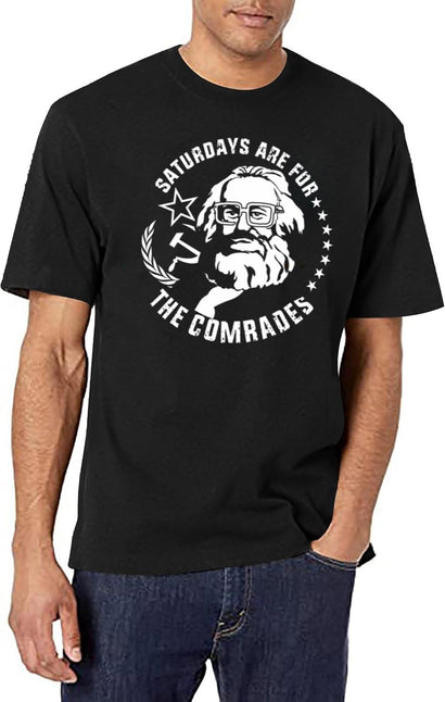 Vintage Soviet Funny Marx Meme Russian Saturdays Are For The Comrades T-Shirt for Men & Women, T-Shirts Graphic Tee - Black