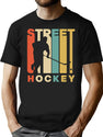 Vintage Style Street Hockey Silhouette Shirt T-Shirt for Men & Women, T-Shirts Graphic Tee - Black
